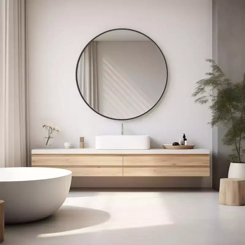 Bestier Round Mirror for Wall Decor, 30 Wall Mounted Circle Vanity Mirrors, Modern Decoration for Bathroom, Living Room, Entryway