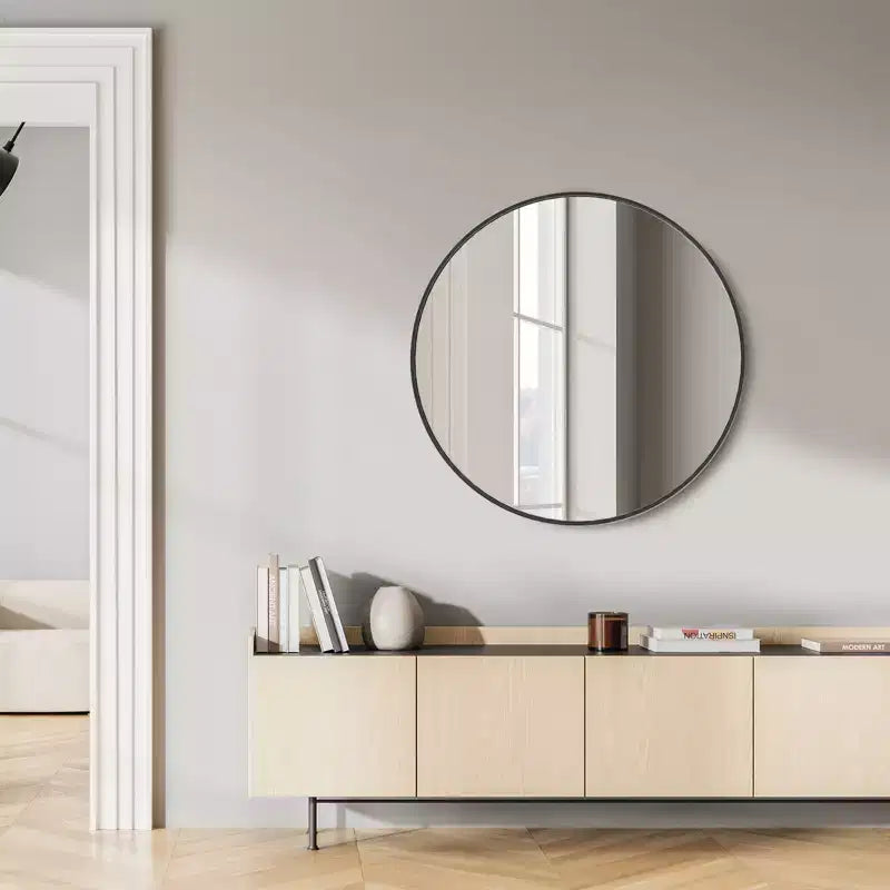 Bestier Round Mirror for Wall Decor, 30 Wall Mounted Circle Vanity Mirrors, Modern Decoration for Bathroom, Living Room, Entryway