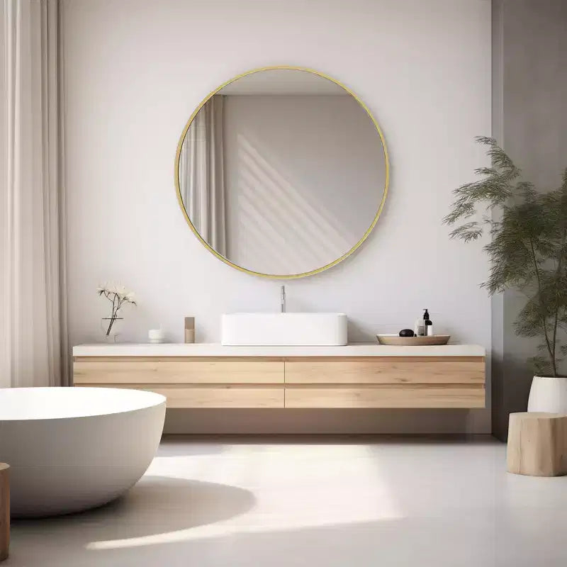 Bestier Round Mirror for Wall Decor, 30 Wall Mounted Circle Vanity Mirrors, Modern Decoration for Bathroom, Living Room, Entryway