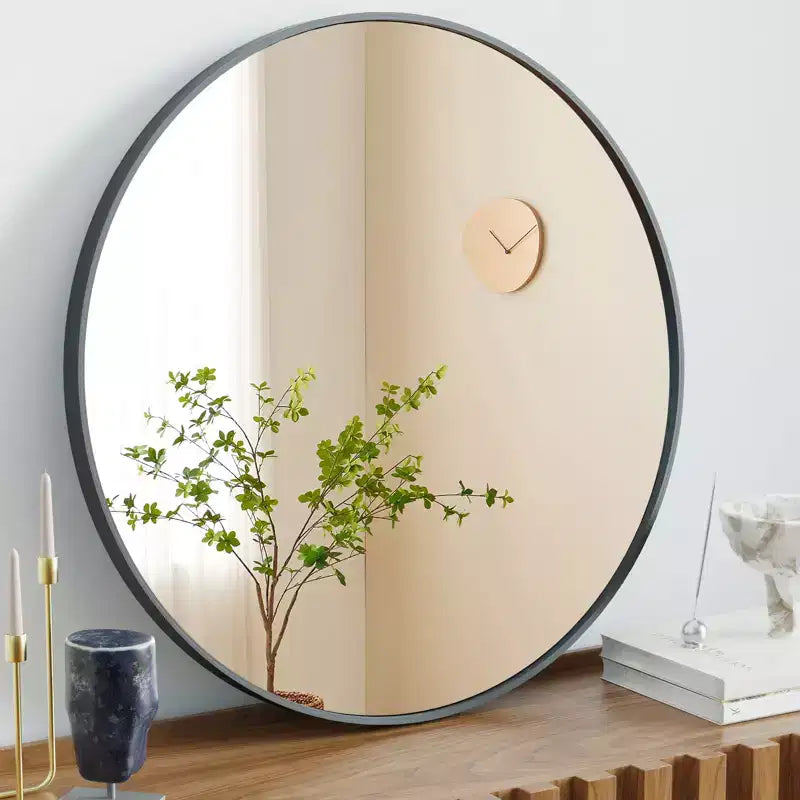 Bestier Round Mirror for Wall Decor, 30 Wall Mounted Circle Vanity Mirrors, Modern Decoration for Bathroom, Living Room, Entryway