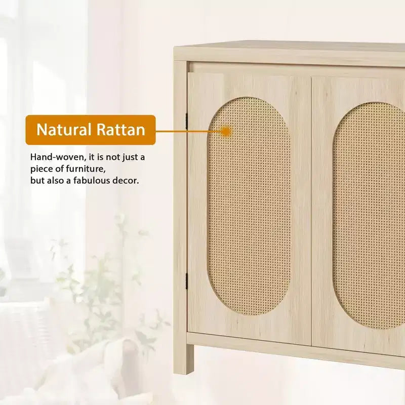 Retro Storage Cabinet, 30.1 Accent Storage Cabinet with Adjustable Shelf and Fluted Glass Doors, Console Cabinet for Kitchen & Living Room
