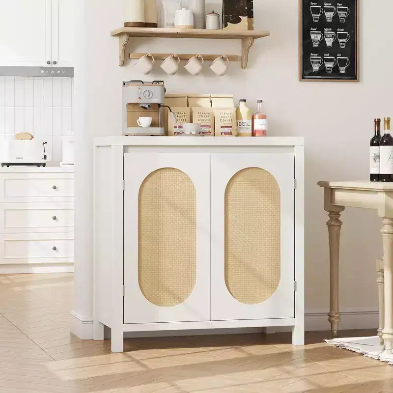 Retro Storage Cabinet, 30.1 Accent Storage Cabinet with Adjustable Shelf and Fluted Glass Doors, Console Cabinet for Kitchen & Living Room
