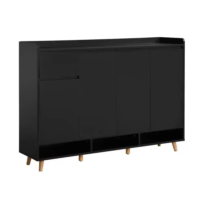 Whisen Contemporary Shoe Cabinet with Adjustable Shelves, Solid Wood Legs & Storage Sideboard