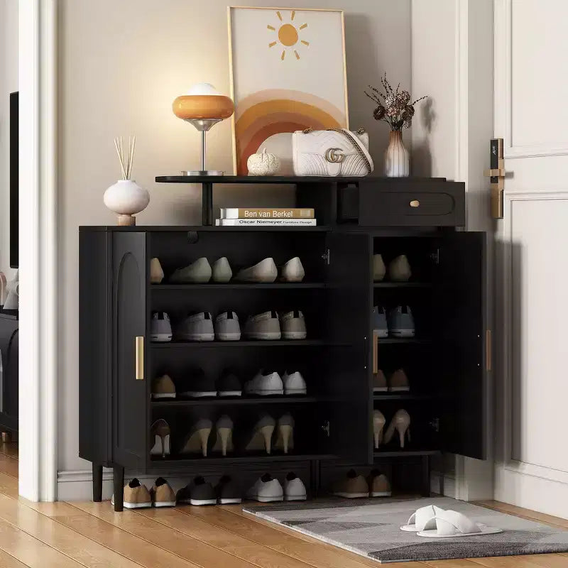 Whisen Contemporary Shoe Cabinet with Adjustable Shelves, Solid Wood Legs & Storage Sideboard