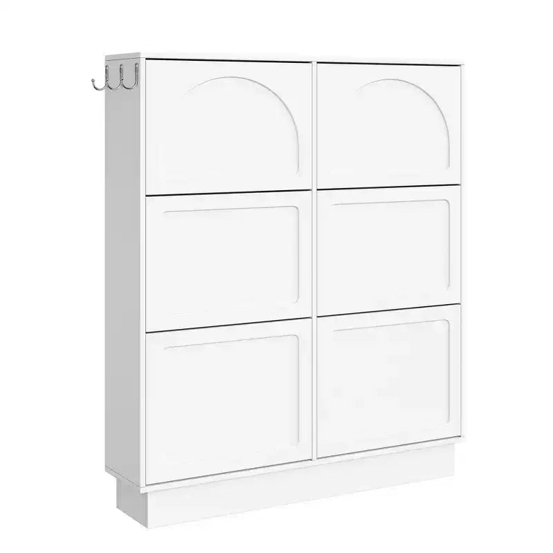 Whisen Contemporary Shoe Cabinet with Adjustable Shelves, Solid Wood Legs & Storage Sideboard