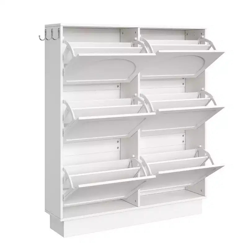 Whisen Contemporary Shoe Cabinet with Adjustable Shelves, Solid Wood Legs & Storage Sideboard