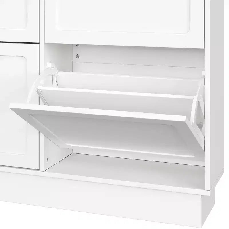 Whisen Contemporary Shoe Cabinet with Adjustable Shelves, Solid Wood Legs & Storage Sideboard