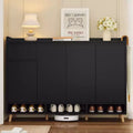 Whisen Contemporary Shoe Cabinet with Adjustable Shelves, Solid Wood Legs & Storage Sideboard