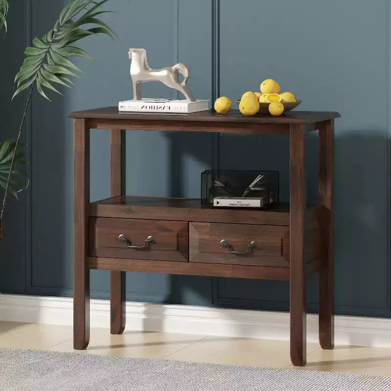 Christopher Knight Home Ramsey Contemporary Acacia Wood Console Table with Drawers and Open Shelf