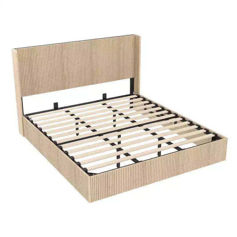 GDFStudio Phyllis Modern Pine Wood Platform Bed with Storage