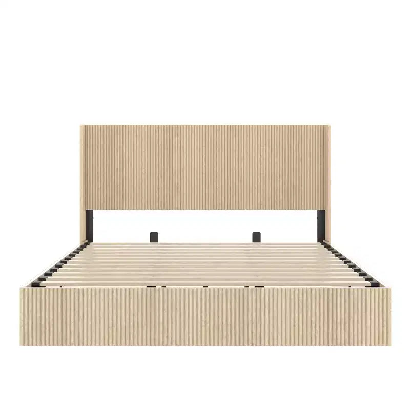 GDFStudio Phyllis Modern Pine Wood Platform Bed with Storage
