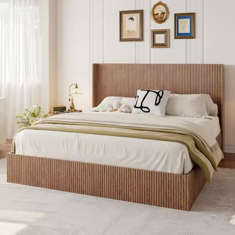 GDFStudio Phyllis Modern Pine Wood Platform Bed with Storage