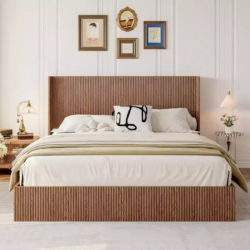 GDFStudio Phyllis Modern Pine Wood Platform Bed with Storage