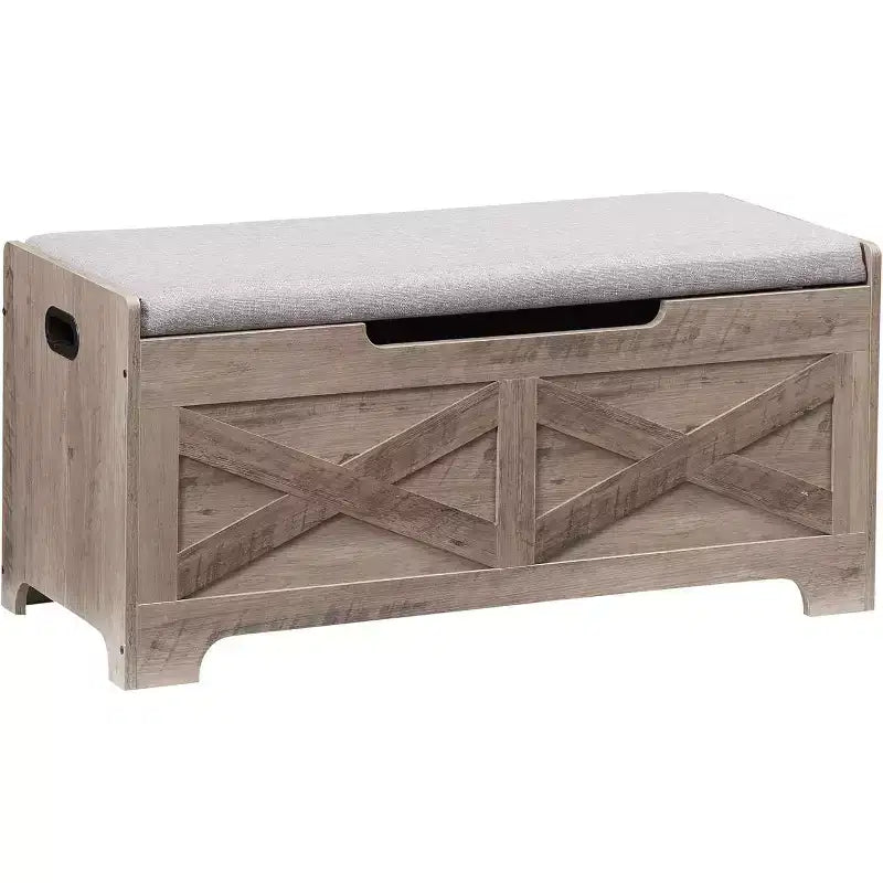 Acekool 40 Storage Bench with Lift Top - Rustic Wood Entryway Organizer & Seat