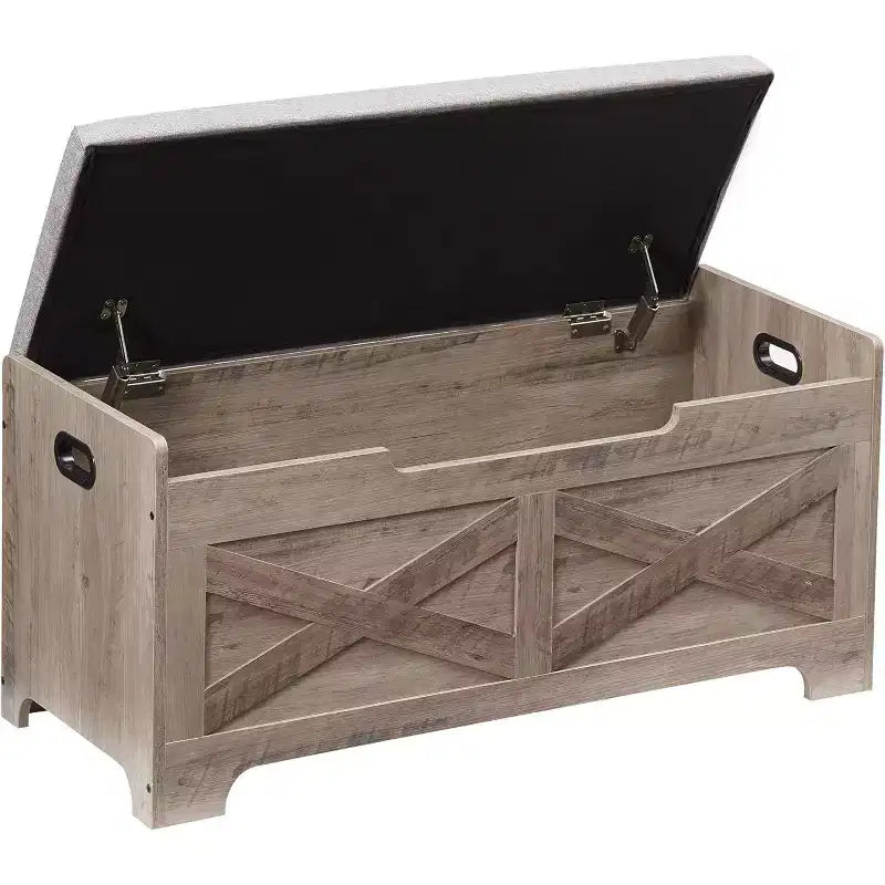 Acekool 40 Storage Bench with Lift Top - Rustic Wood Entryway Organizer & Seat