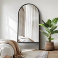 PexFix 31 in. W x 71 in. H Ladder-Style Arched Solid Wood Framed Mirror in Black