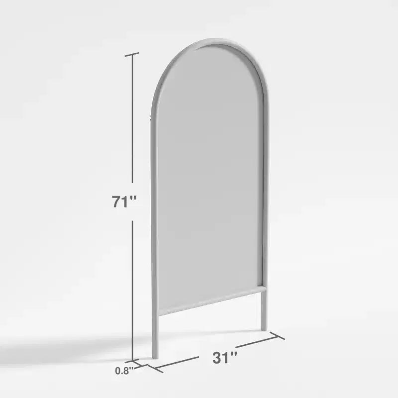 PexFix 31 in. W x 71 in. H Ladder-Style Arched Solid Wood Framed Mirror in Black