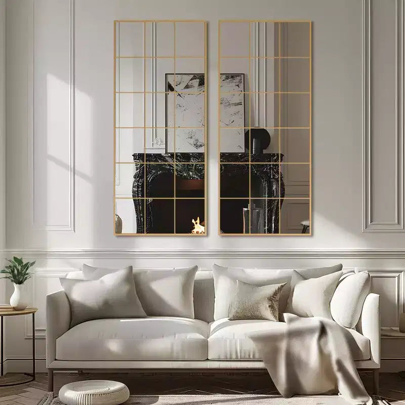 Gold Grid Full Length Mirror 30x69 Inch Large Wall Mirror with HD Distortion-Free Glass Metal Frame Floor Mirror for Bedroom Living Room Entryway