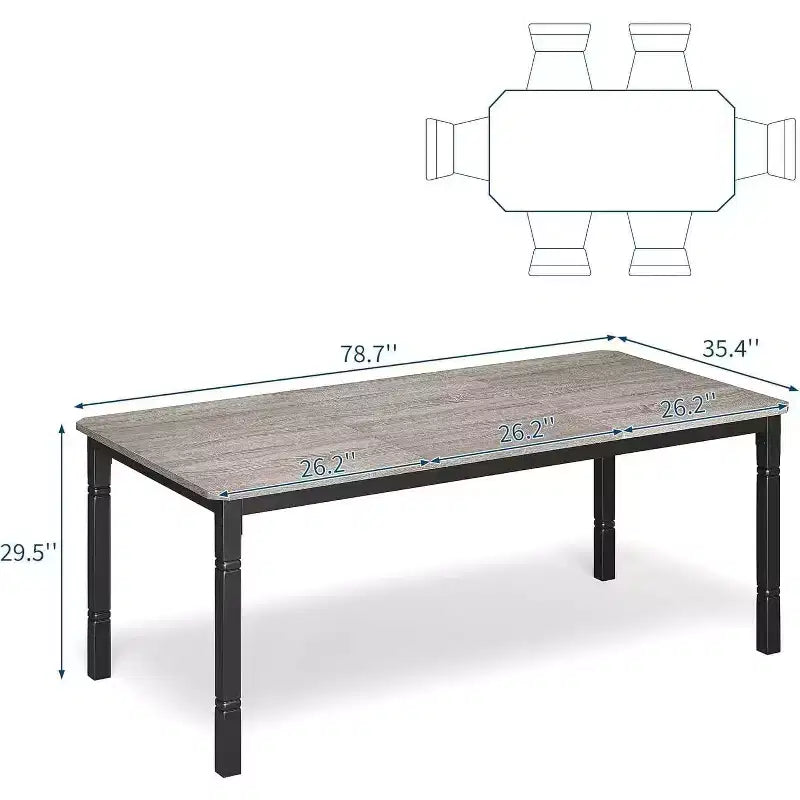78 Inch Industrial Kitchen Table, Seats 6-8, with Safety Chamfer Corners, Multi-Purpose Dining Table for Home & Restaurant