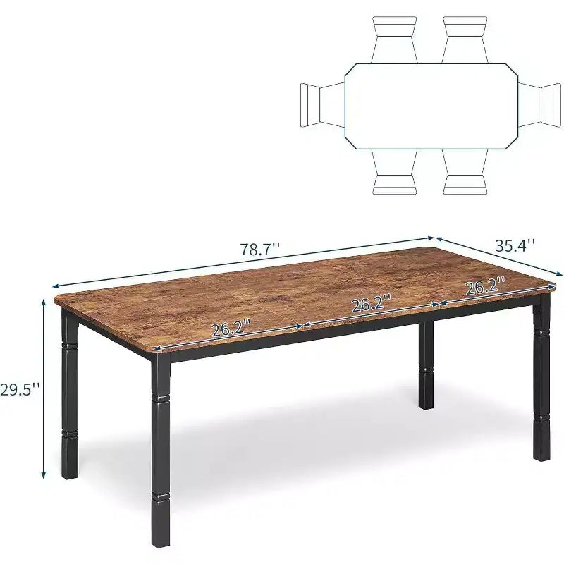 78 Inch Industrial Kitchen Table, Seats 6-8, with Safety Chamfer Corners, Multi-Purpose Dining Table for Home & Restaurant