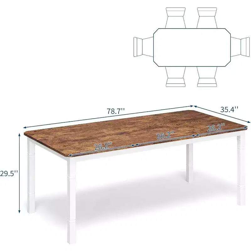 78 Inch Industrial Kitchen Table, Seats 6-8, with Safety Chamfer Corners, Multi-Purpose Dining Table for Home & Restaurant