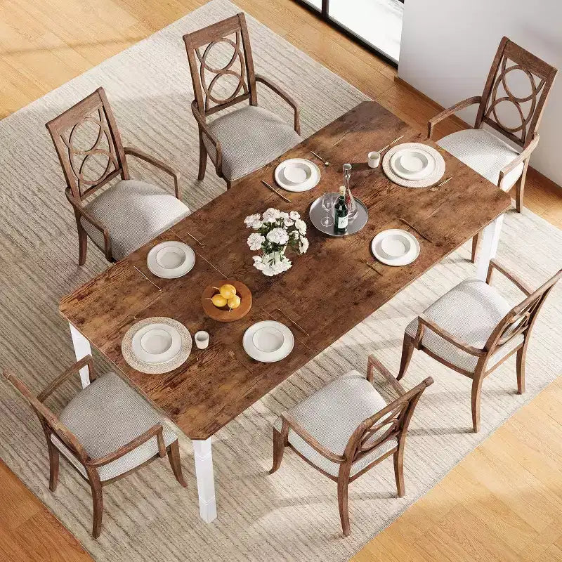 78 Inch Industrial Kitchen Table, Seats 6-8, with Safety Chamfer Corners, Multi-Purpose Dining Table for Home & Restaurant