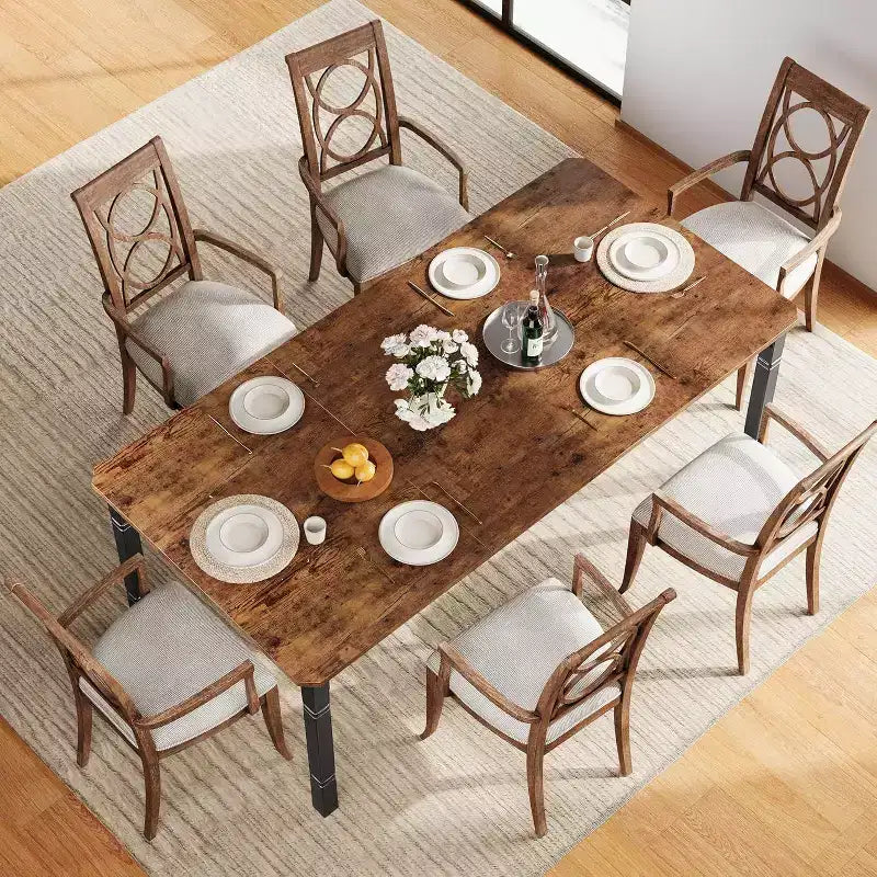 78 Inch Industrial Kitchen Table, Seats 6-8, with Safety Chamfer Corners, Multi-Purpose Dining Table for Home & Restaurant
