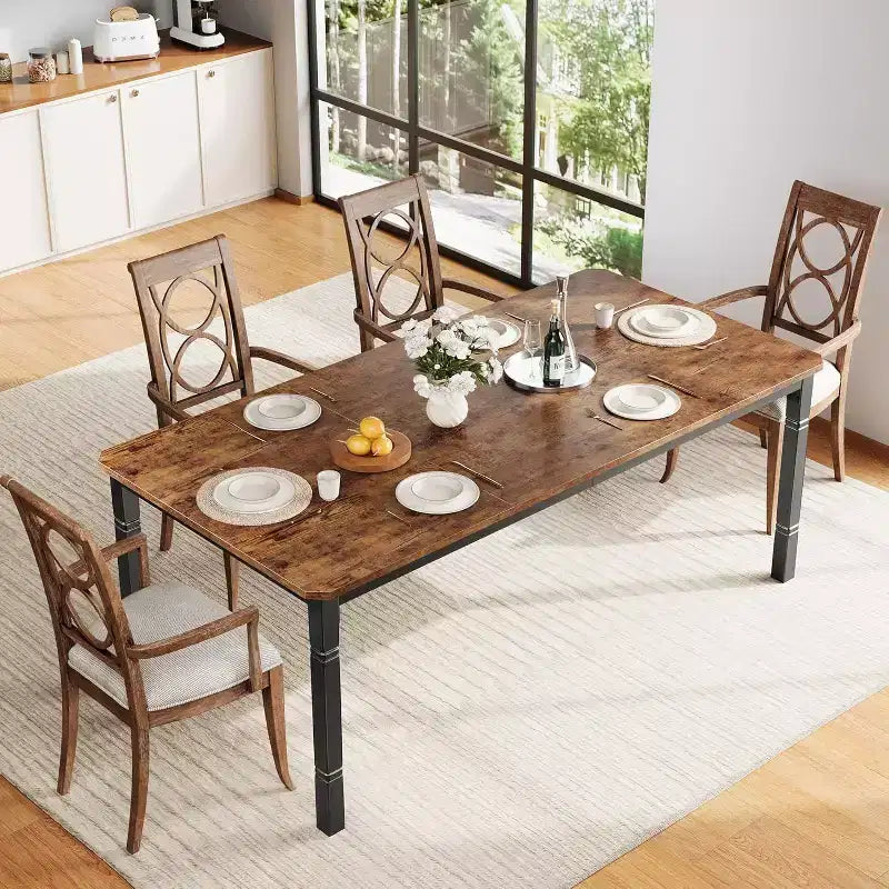 78 Inch Industrial Kitchen Table, Seats 6-8, with Safety Chamfer Corners, Multi-Purpose Dining Table for Home & Restaurant