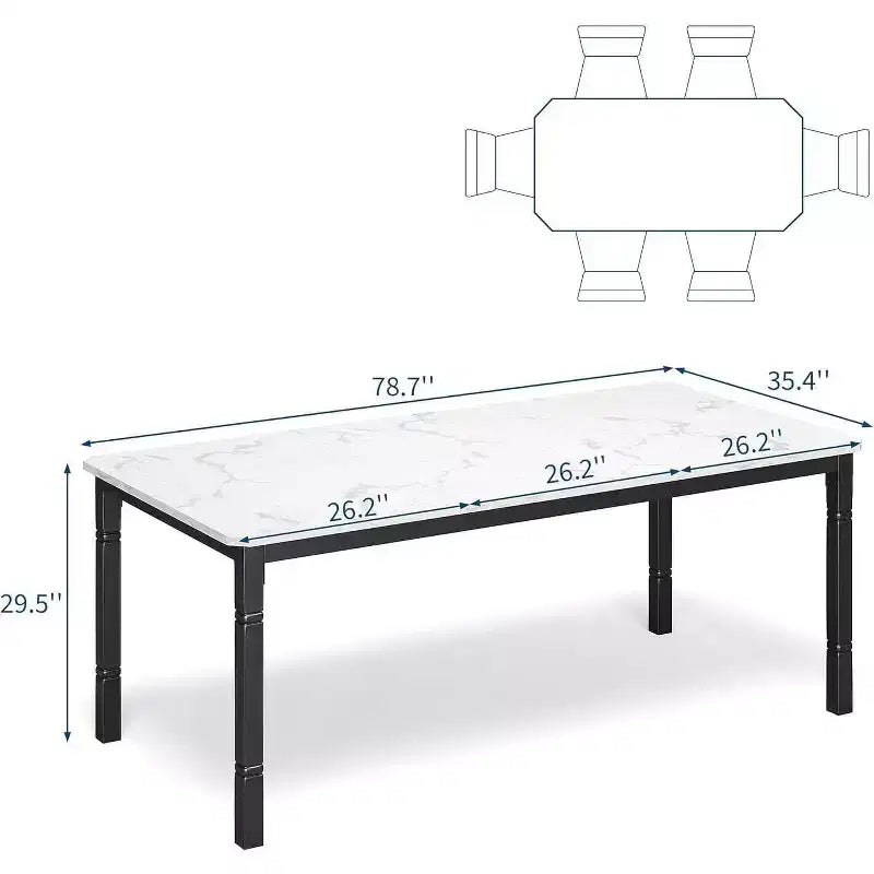 78 Inch Industrial Kitchen Table, Seats 6-8, with Safety Chamfer Corners, Multi-Purpose Dining Table for Home & Restaurant
