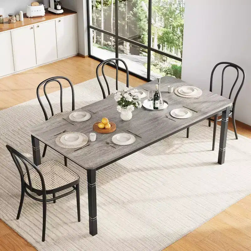 78 Inch Industrial Kitchen Table, Seats 6-8, with Safety Chamfer Corners, Multi-Purpose Dining Table for Home & Restaurant