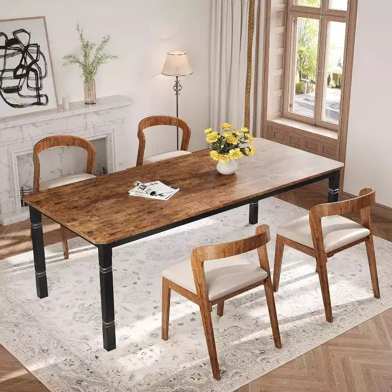 78 Inch Industrial Kitchen Table, Seats 6-8, with Safety Chamfer Corners, Multi-Purpose Dining Table for Home & Restaurant
