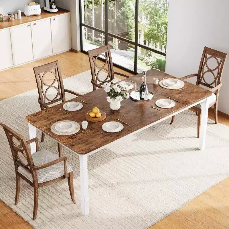 78 Inch Industrial Kitchen Table, Seats 6-8, with Safety Chamfer Corners, Multi-Purpose Dining Table for Home & Restaurant