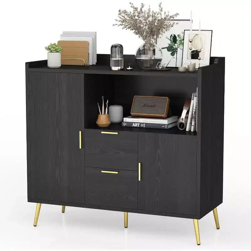 Tall Buffet Sideboard, Modern Storage Cabinet, Accent Cabinet with Drawers and Doors, Console Table with Doors and Shelves
