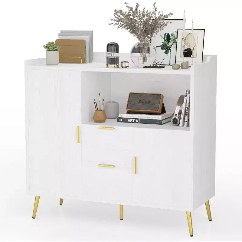 Tall Buffet Sideboard, Modern Storage Cabinet, Accent Cabinet with Drawers and Doors, Console Table with Doors and Shelves