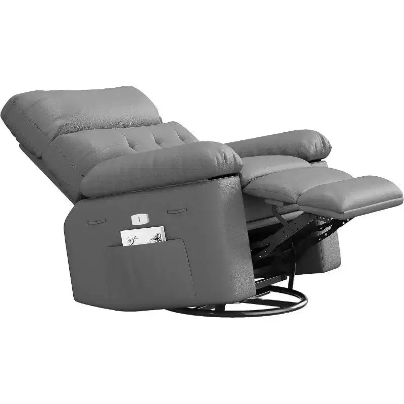 Acekool Power Recliner Chair with Heat & Massage, Swivel Rocker, USB Port, Cup Holders, Side Pockets, Extra-Wide Seat, Living Room