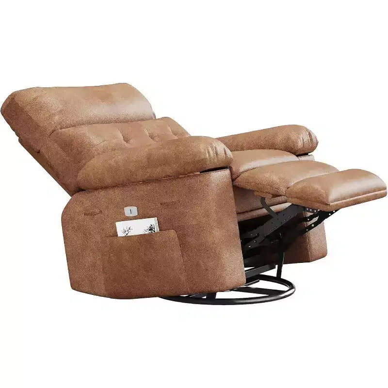 Acekool Power Recliner Chair with Heat & Massage, Swivel Rocker, USB Port, Cup Holders, Side Pockets, Extra-Wide Seat, Living Room