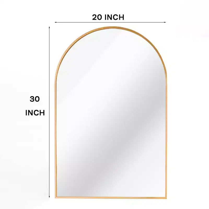 MAYEERTY 20x30 Metal Decorative Wall Mirror Framed Arched for Wall Gold