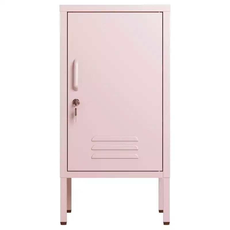 Single Door Lockable Metal End Table,Modern Minimalist Room Side Table With 2 Adjustable Shelf ,Multi Storage Cabinet for Living Room Bedroom