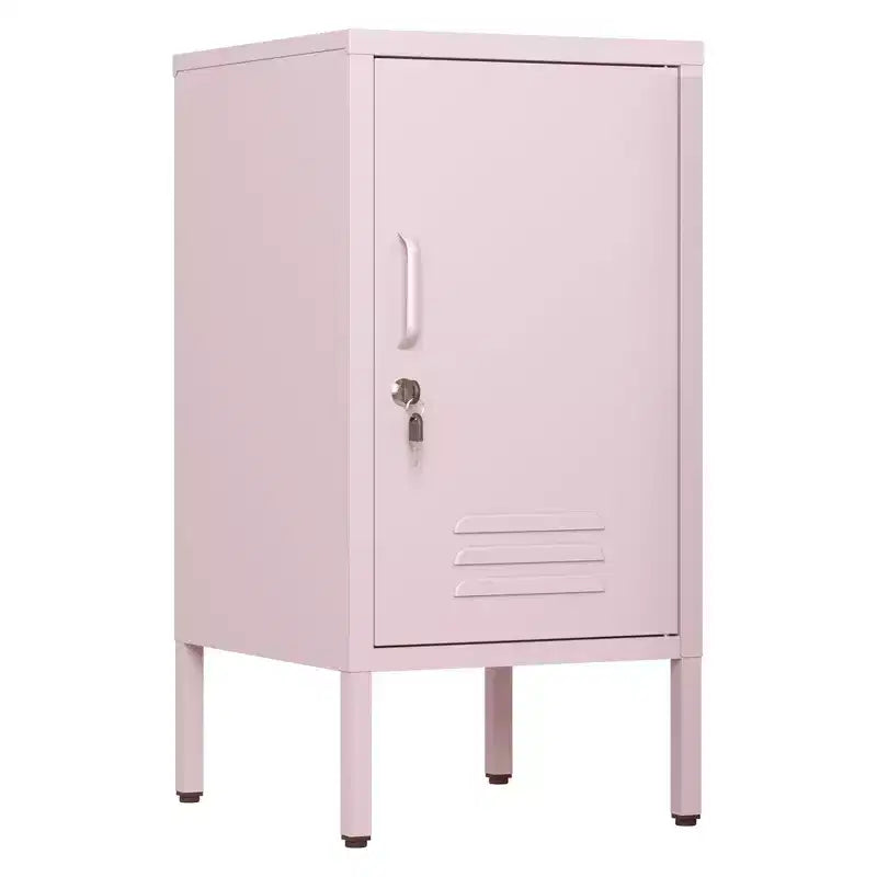 Single Door Lockable Metal End Table,Modern Minimalist Room Side Table With 2 Adjustable Shelf ,Multi Storage Cabinet for Living Room Bedroom