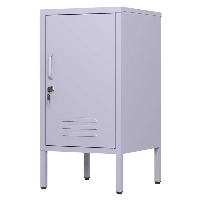 Single Door Lockable Metal End Table,Modern Minimalist Room Side Table With 2 Adjustable Shelf ,Multi Storage Cabinet for Living Room Bedroom