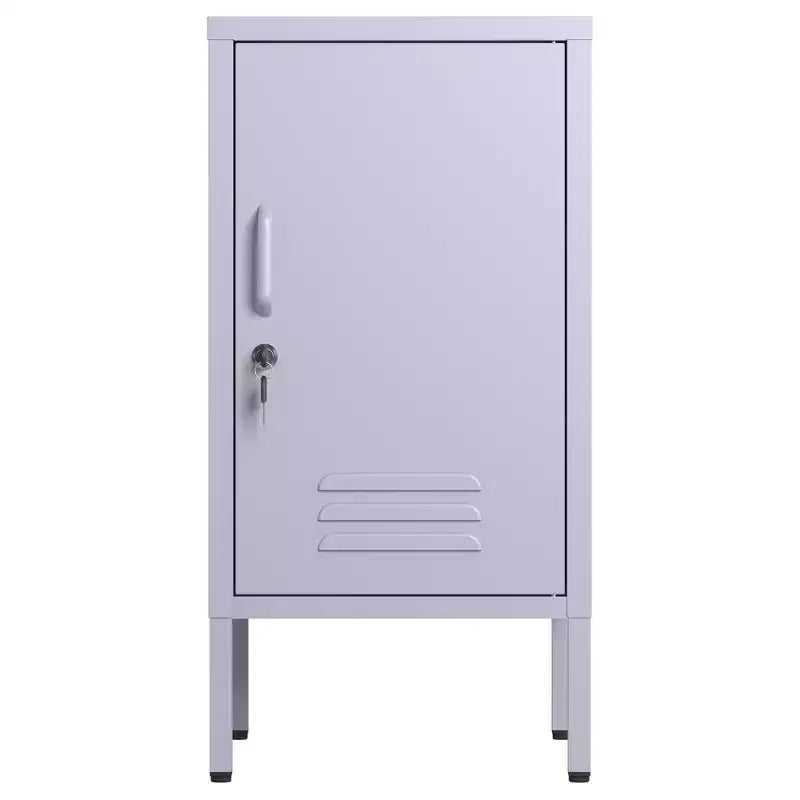 Single Door Lockable Metal End Table,Modern Minimalist Room Side Table With 2 Adjustable Shelf ,Multi Storage Cabinet for Living Room Bedroom