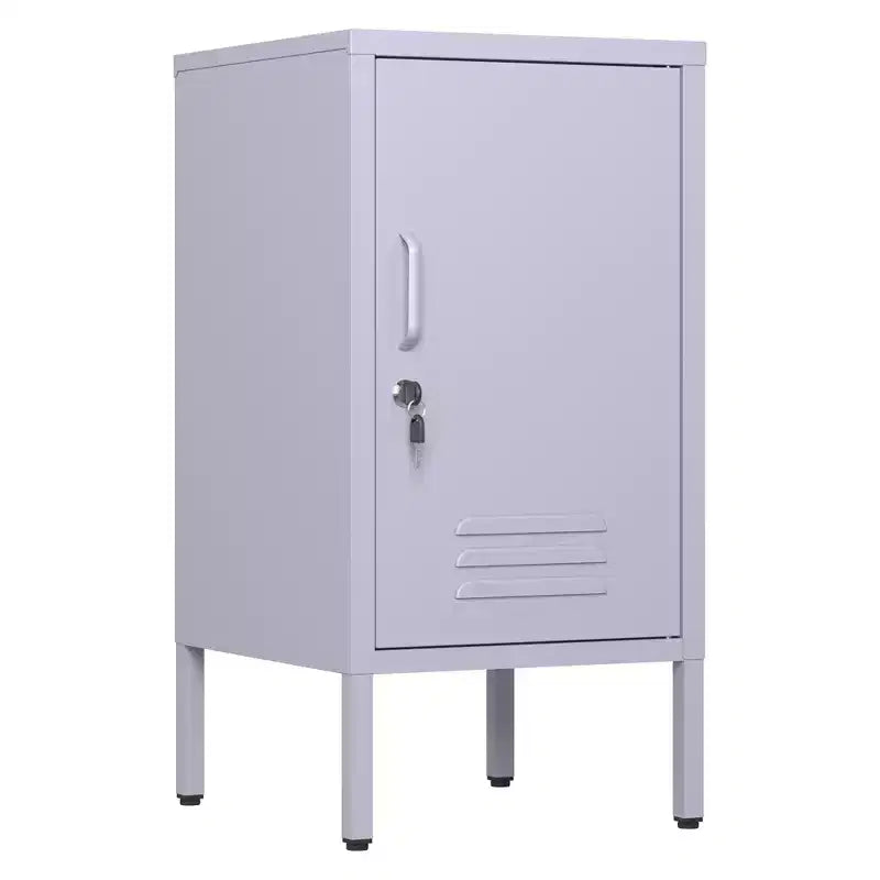 Single Door Lockable Metal End Table,Modern Minimalist Room Side Table With 2 Adjustable Shelf ,Multi Storage Cabinet for Living Room Bedroom