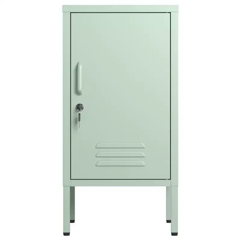 Single Door Lockable Metal End Table,Modern Minimalist Room Side Table With 2 Adjustable Shelf ,Multi Storage Cabinet for Living Room Bedroom