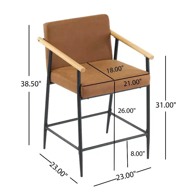 Christopher Knight Home Emil Mid Century Modern Upholstered Counter Stool with Iron Frame (Set of 2)