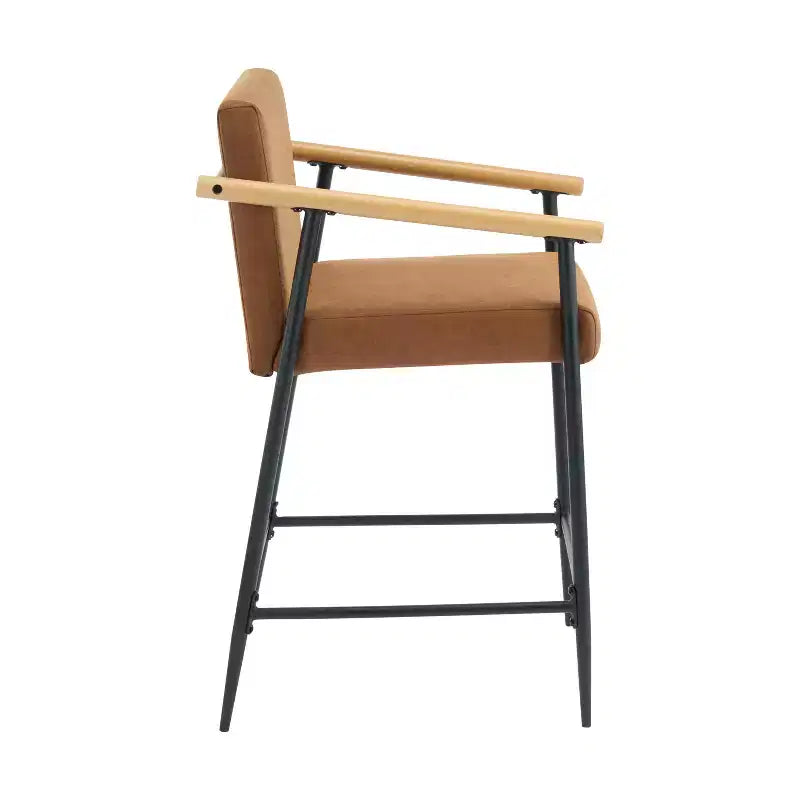 Christopher Knight Home Emil Mid Century Modern Upholstered Counter Stool with Iron Frame (Set of 2)