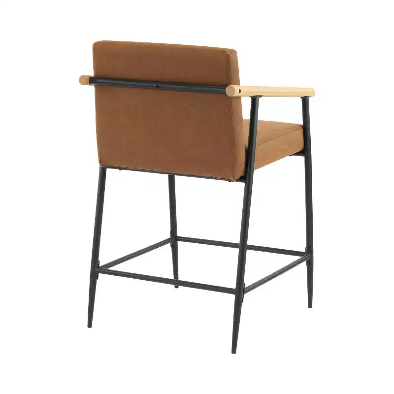 Christopher Knight Home Emil Mid Century Modern Upholstered Counter Stool with Iron Frame (Set of 2)