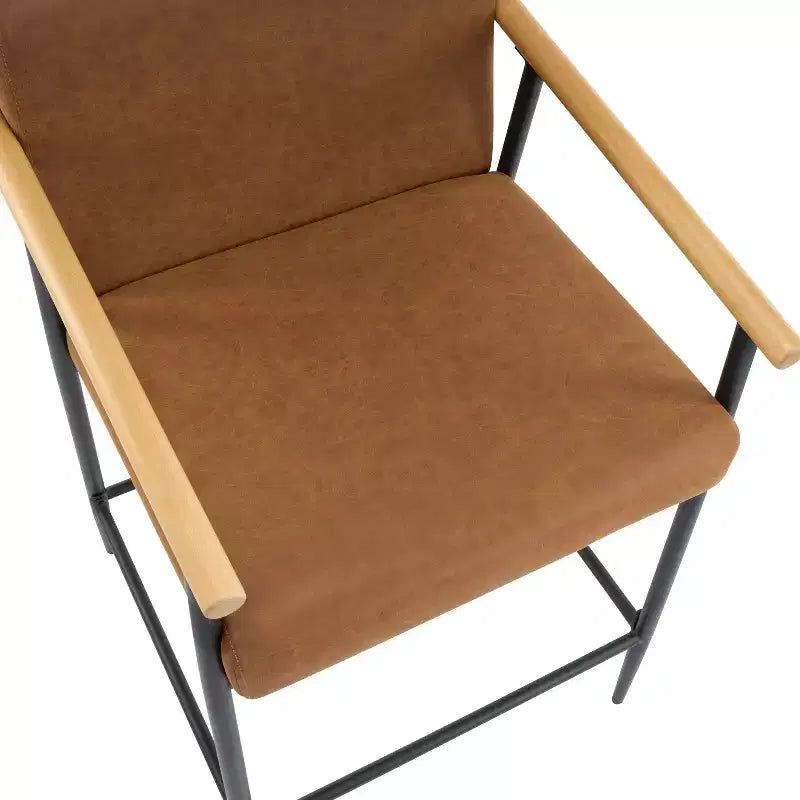 Christopher Knight Home Emil Mid Century Modern Upholstered Counter Stool with Iron Frame (Set of 2)