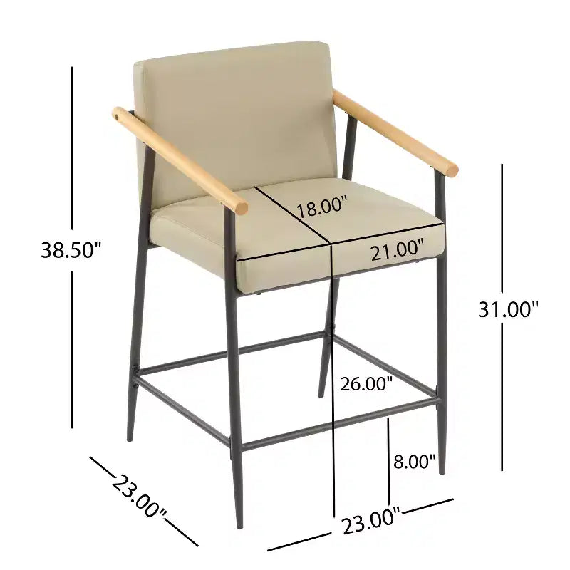Christopher Knight Home Emil Mid Century Modern Upholstered Counter Stool with Iron Frame (Set of 2)