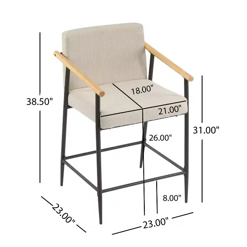 Christopher Knight Home Emil Mid Century Modern Upholstered Counter Stool with Iron Frame (Set of 2)