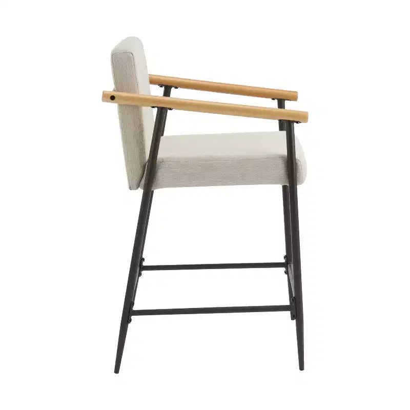 Christopher Knight Home Emil Mid Century Modern Upholstered Counter Stool with Iron Frame (Set of 2)